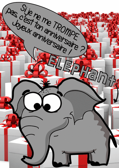 Carte L'anniversaire Par L'éléphant : Envoyer une Carte 